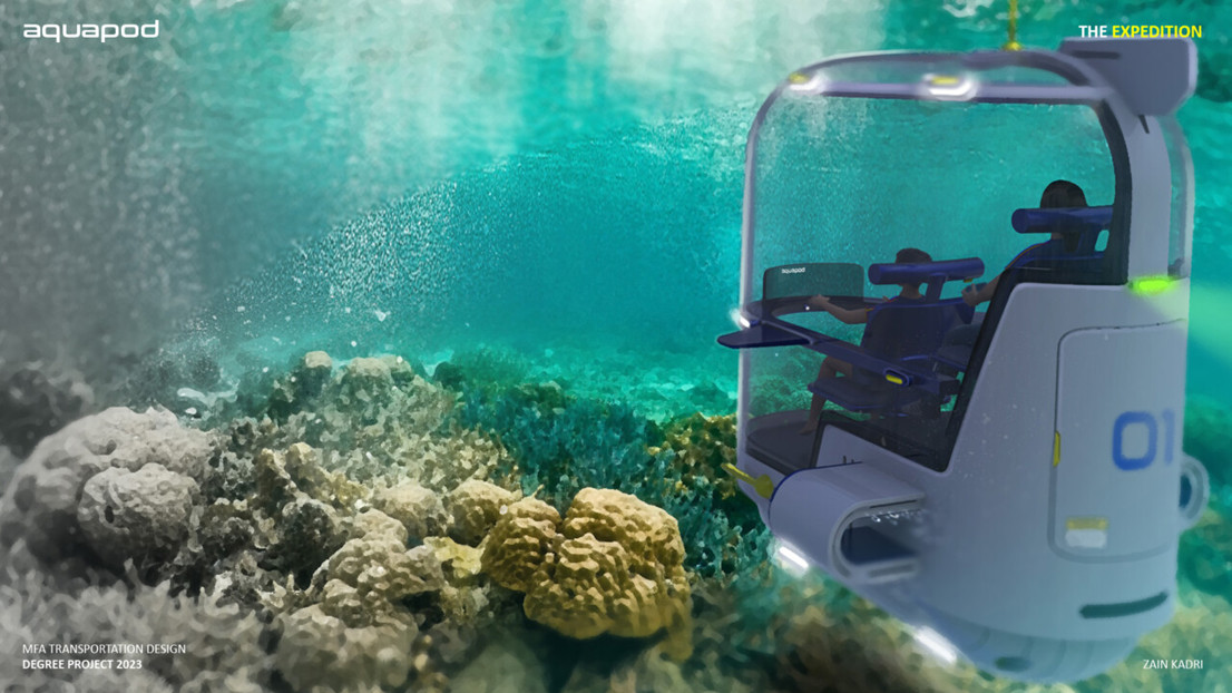 The guided tour takes users to observe effects of coral degradation and impact on marine life.