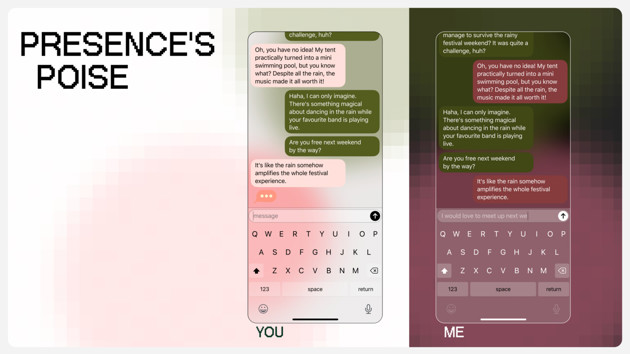 Presence’s Poise: What if we could play with presence, visually enter conversations and give a sneak peek at what’s about to come.