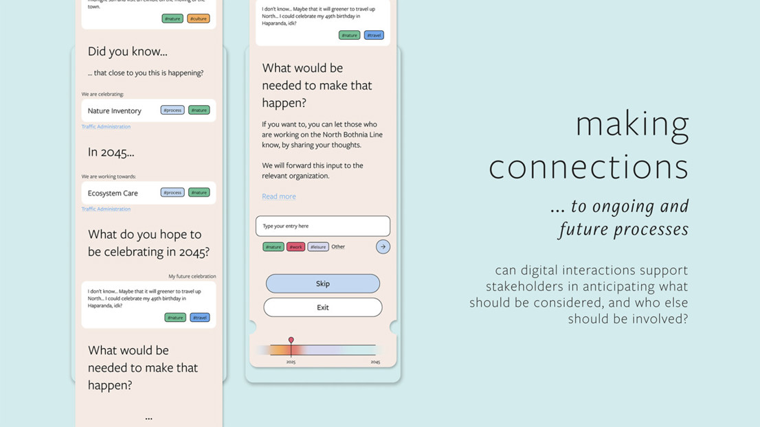 Making connections: The platform offers insights into the progression by sharing related stories and information about long term goals.
