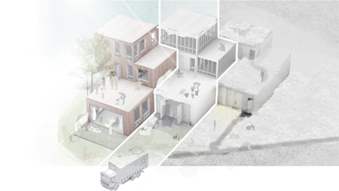 Image of student work, 3d-rendered building
