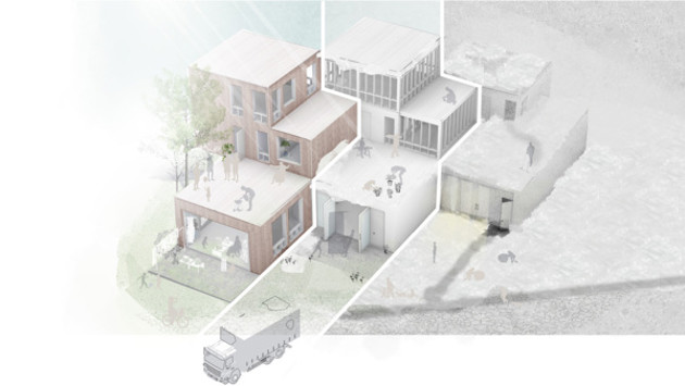 Image of student work, 3d-rendered building