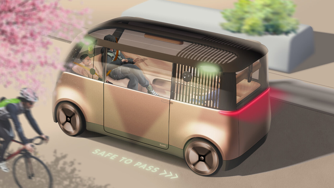 City-car package and exterior tech-elements, makes the vehicle communicate with other road users and help democratize the shared roads in the dense future city space.