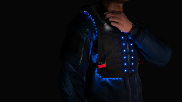 Mattias Nordin / OBS: Simplifying the process of switching between high and low visibility. With lights integrated in a gear vest it allows officers to decide when to be seen with a simple press of a button.