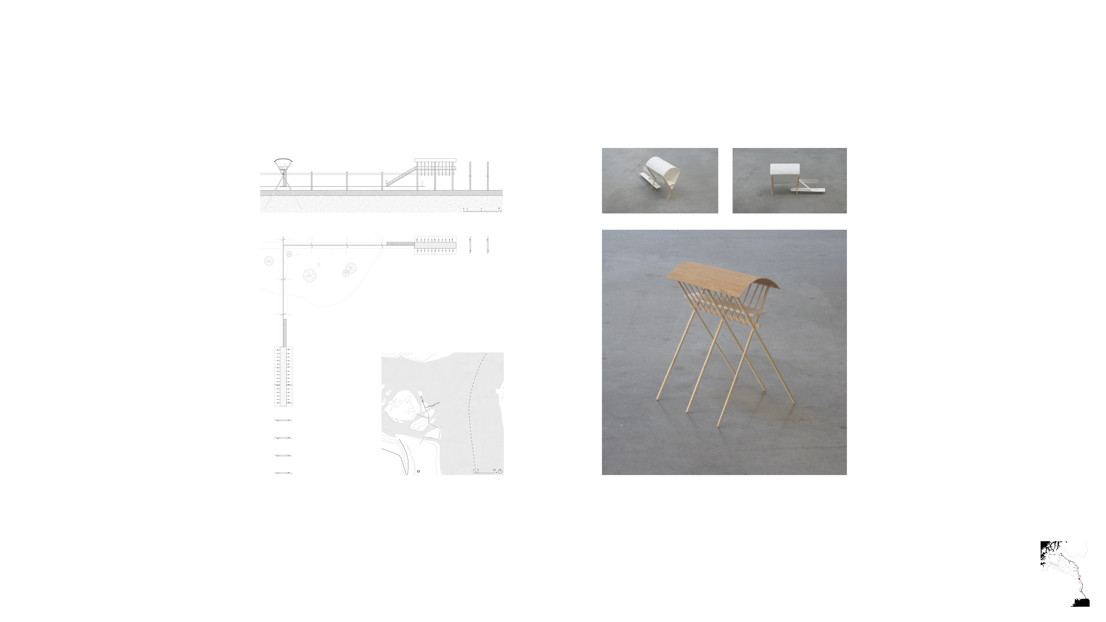 Section, plan and site plan. Models.