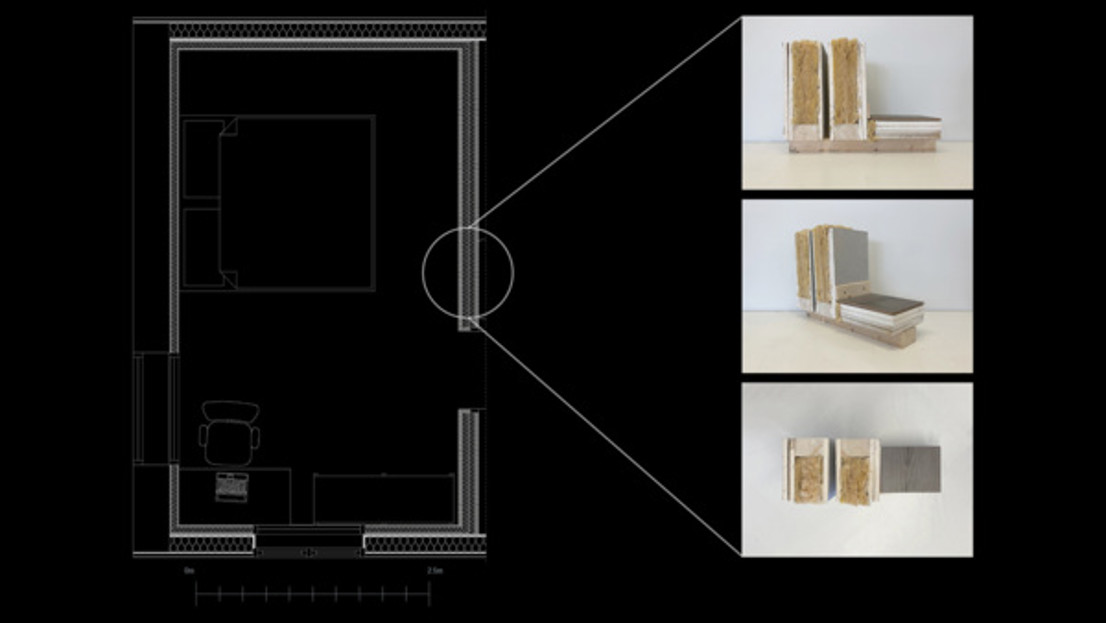 Drawing of Detail of sound insulating wall by student