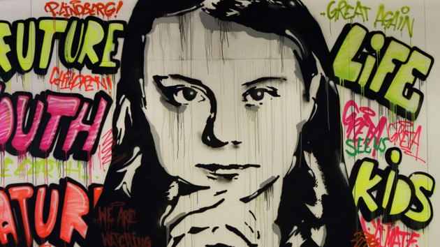 Väggmålning av Greta Thunberg.