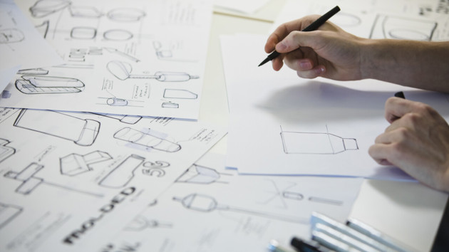 Design student sketching