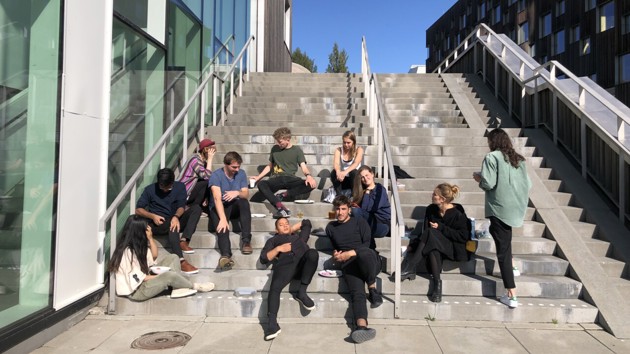 UID students on staircase