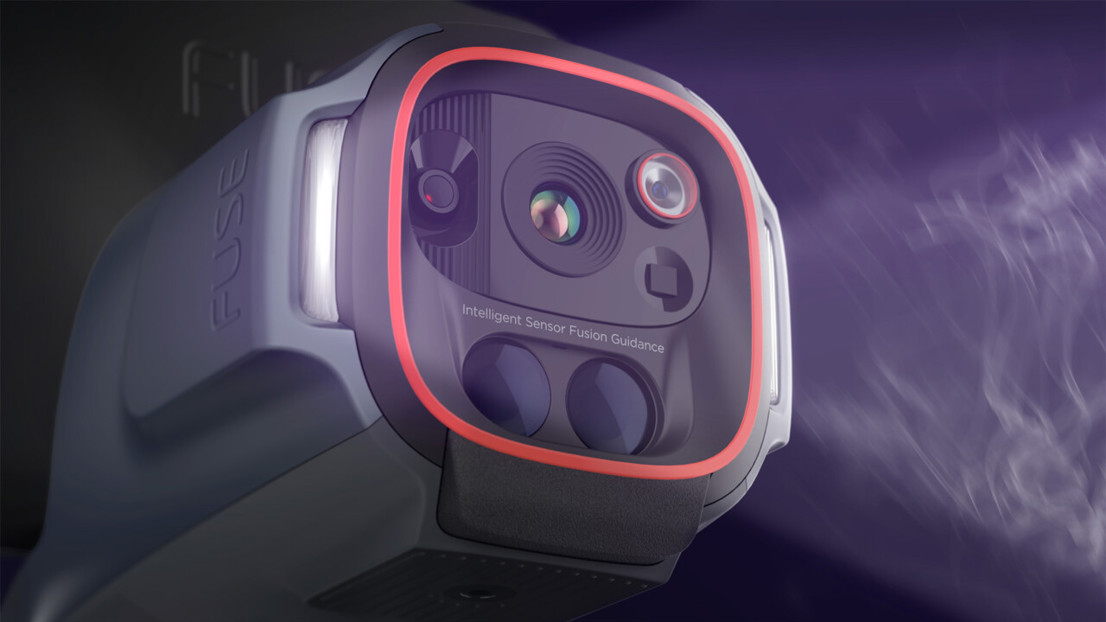 The flashlights in the front are designed to improve the accuracy of the sensors while also giving the user a better lit target.