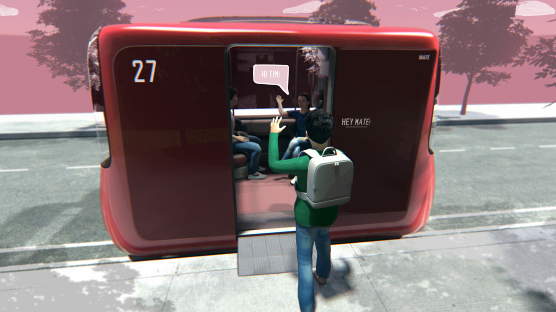 Tim entering the vehicle