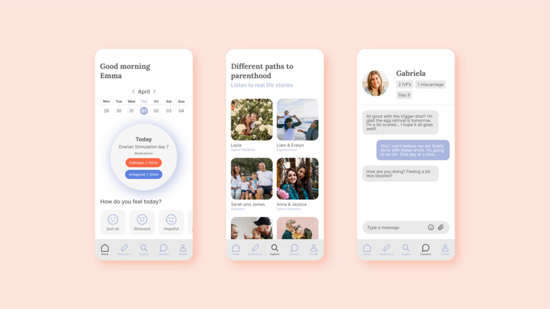 Trine app provides access to treatment calendar, stories and chat with peers.
