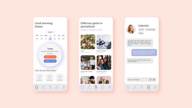 Trine app provides access to treatment calendar, stories and chat with peers.